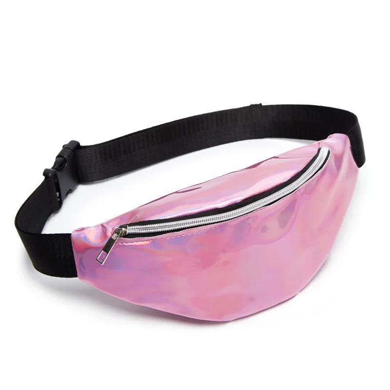 Женская сумка на пояс с лазером, женская сумка из ПВХ, голографическая поясная сумка, женская черная голограмма, поясная сумка, Золотая, серебряная, фиолетовая, розовая сумка на пояс, 225 - Color: Pink