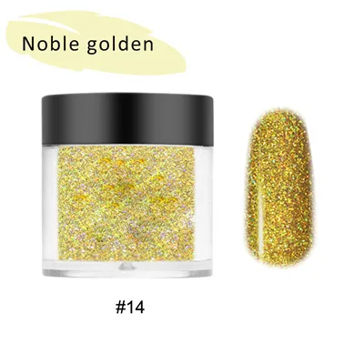 10 мл 16 цветов Блеск для ногтей порошок прозрачный/лазерный Блестящий Порошок для украшения для ногтей хромированный пигмент для маникюра наконечник FA46 - Цвет: noble golden