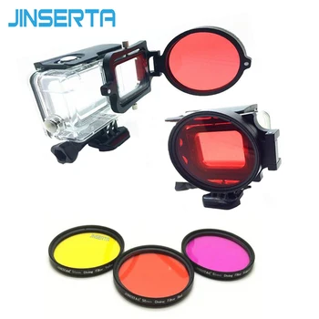 

JINSERTA Professional 58mm Red Yellow Purple Filter+Ring Adapter Kit for Sea Diving Underwater Photography for Gopro Hero 5