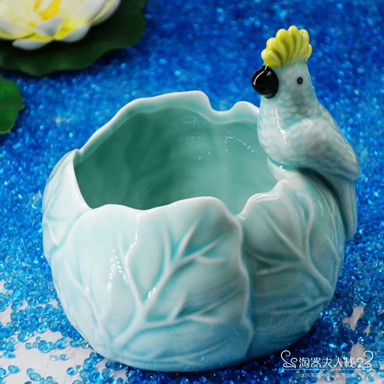 

ceramic creative parrot flowers vase pot Candle Holder home decor crafts room weeding decorations handicraft porcelain figurines