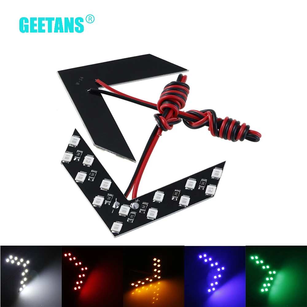

GEETANS 20PCS 14 LED 3528SMD Arrow Panels Car Side Mirror Turn Signal Indicator Sequential 5 colors Flash Light Lamp AJ