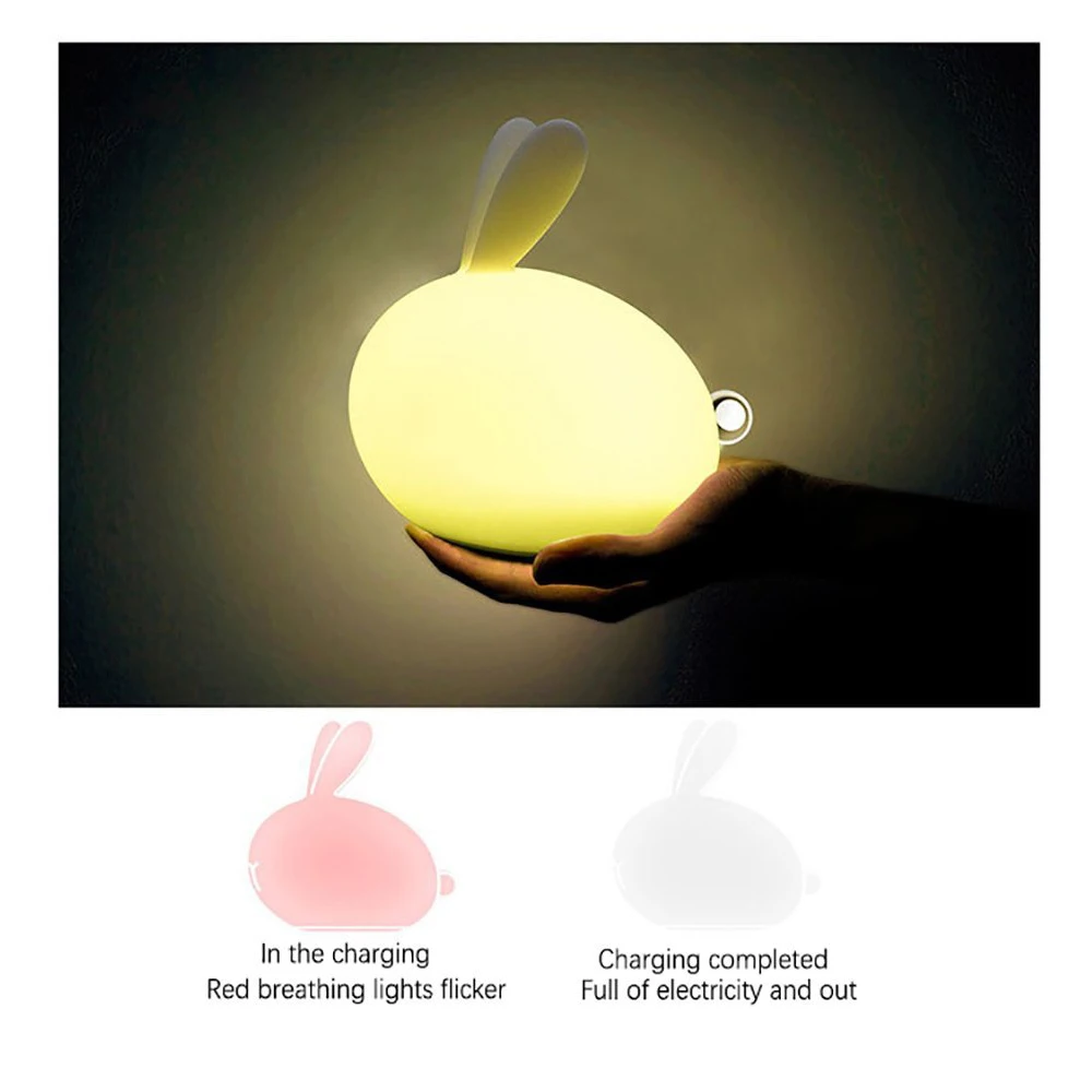Творческий 3D кролик Форма светящиеся Настольная лампа с зарядка через usb, и животных мини-малыш игрушка ночник