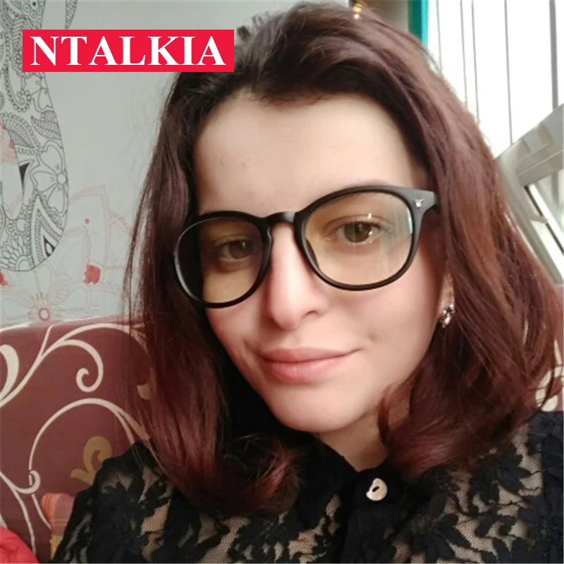Новинка круглые черные фиолетовые пластиковые очки для женщин компьютерного
