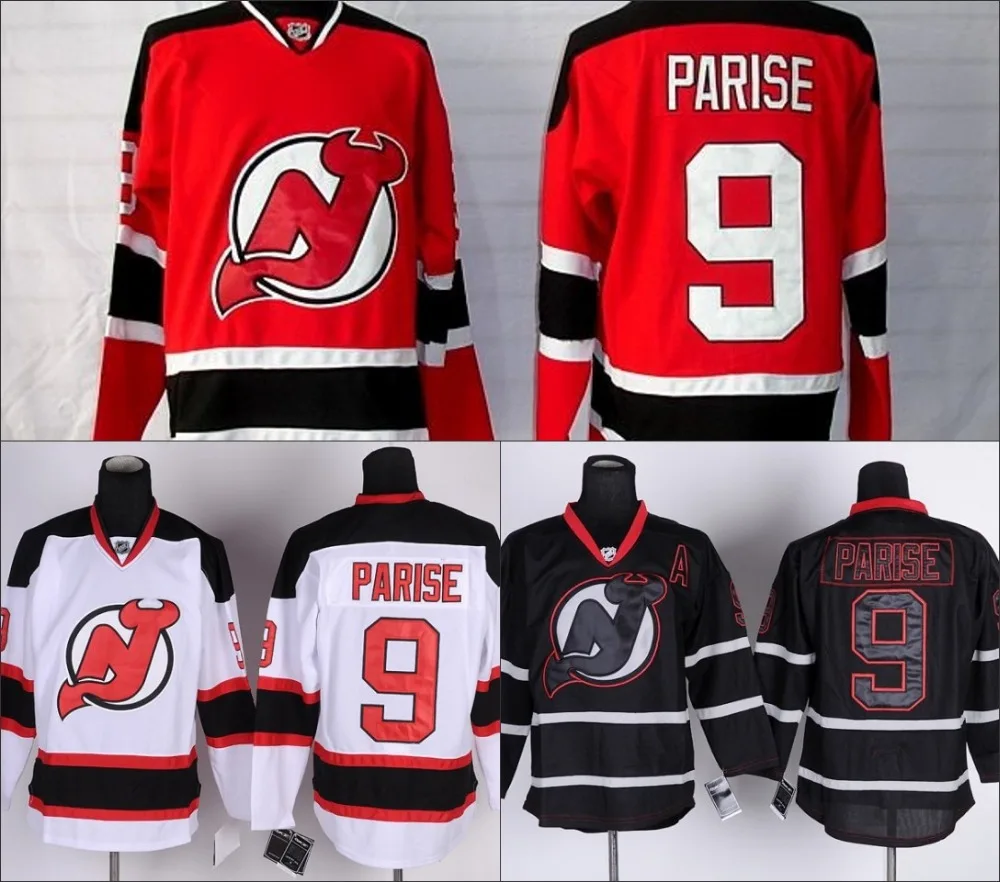 Cheap New Jersey Devils Hockey Jerseys Ice 9 Zach Parise Red Home White Road Black NJ ...