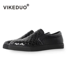 Vikeduo/ г., летняя дизайнерская Высококачественная Мужская обувь на плоской подошве ручной работы дышащая модная повседневная черная обувь из натуральной кожи