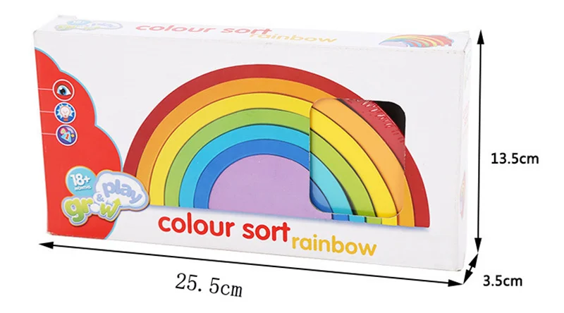 Wood Rainbow Montessori Toy Baby Birth 24 Months Preschool Learn Didactic Toys  (14)