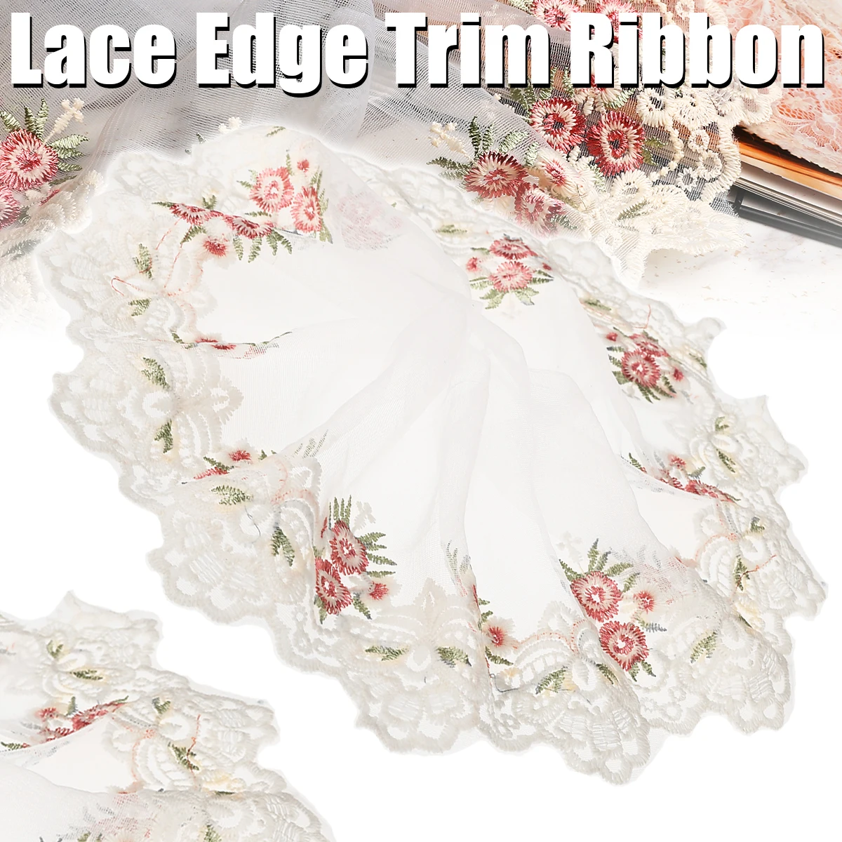 17cm 1yard Flower Lace Ribbon Trims Edge Trim Ribbon Lace for Garment Clothes Dress Decoration Accessories