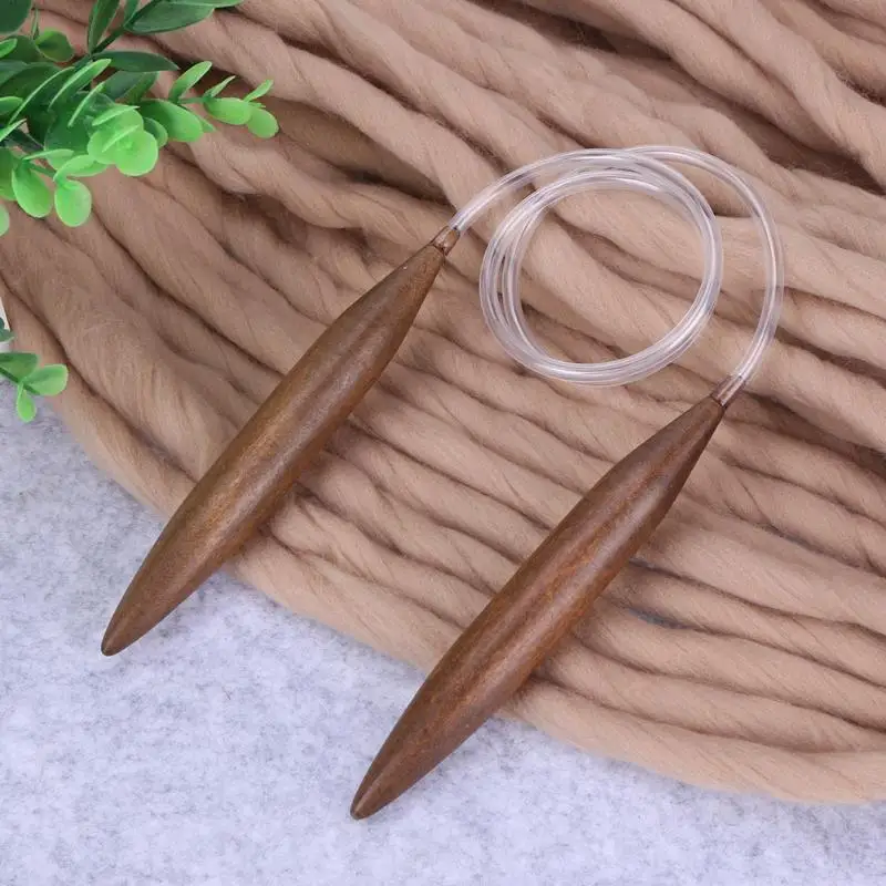 20 мм карбонизированная древесина вязания крючком толстый свитер спицы вязанный ковер кольцевая игла инструмент