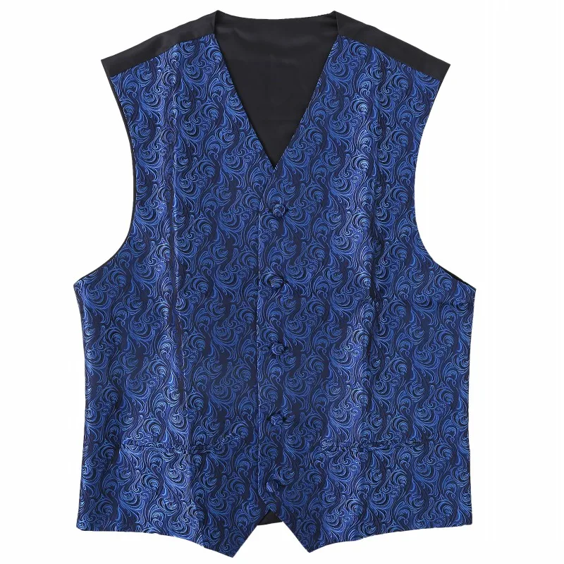 

Ikepeibao Wedding Blue Wine Men's Sleeveless Waistcoat Top Swirl Floral Slim Fit Waistcoat Suit Vest S-5XL 2 Colors