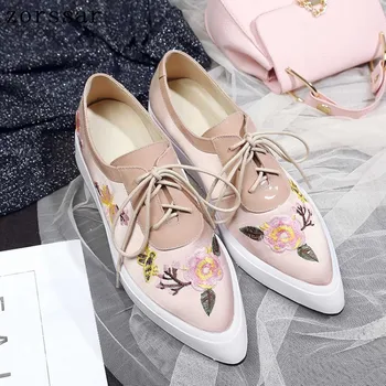 

2019 Autumn women flats Pointed toe thick soled silk platform sneakers shoes female casual shoes lace up flats creepers