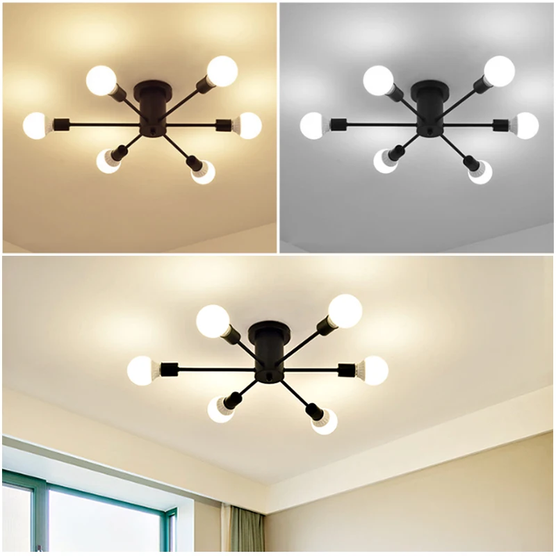 Smuxi Retro Industrial Iron 220v E27 Led Ceiling Lamp Edison Bulb