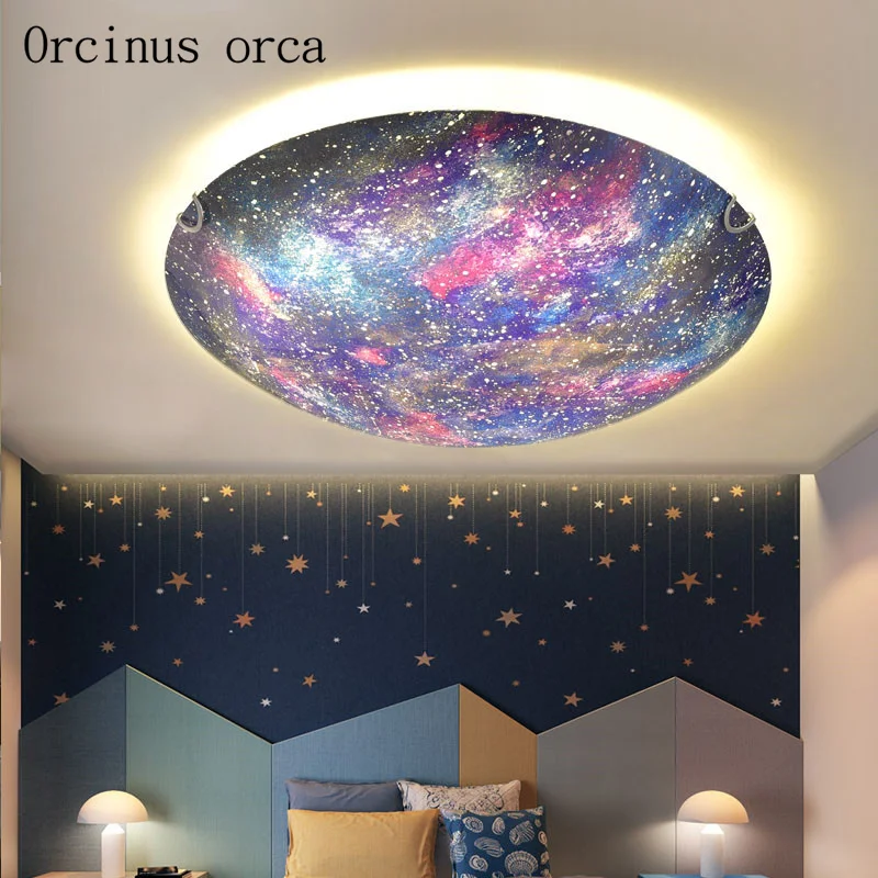 

Creative cartoon planet LED ceiling lamp Boy Girl Bedroom children room lamp modern personality star ceiling lamp free shipping