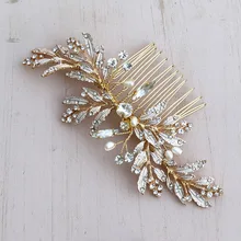 KMVEXO свадебные гребни для волос с золотыми листьями винтажные хрустальные шпильки для волос с жемчугом вечерние украшения для выпускного вечера аксессуары для волос шпильки для женщин