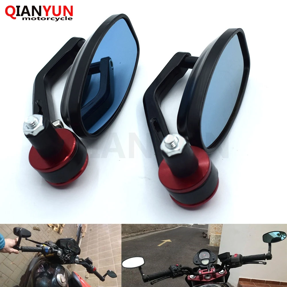 7//8/" 22mm CNC Handle Bar End Rear View Side Mirrors For Honda Yamaha Kawasaki