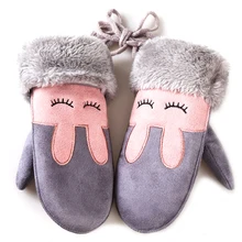 1 пара, модные зимние теплые толстые меховые варежки, перчатки, милые детские перчатки с рисунком, Прямая