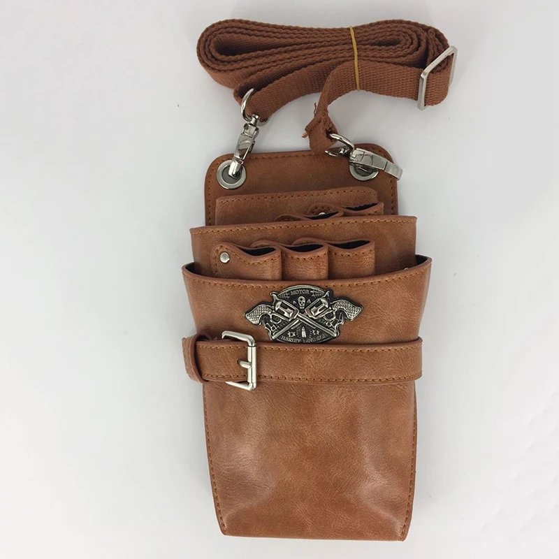 

PU Leather Rivet Hair Scissor Bag Clips Bag Hairdressing Barber Scissor Holster Pouch Holder Case with Waist Shoulder Belt