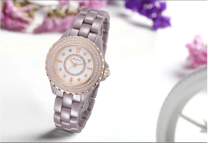 MELISSA Brand Designer Full Ceramic Bracelet Watch Healthy Anti-allergy Women Dress Wristwatch Crystals Reloj Montre Femme F8011