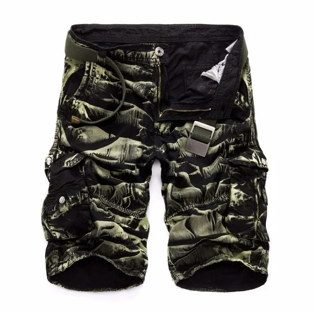 Летние мужские карго-шорты камуфляжные хлопковые военные камуфляжные мужские платформа для катания шорты Модные дышащие деловые шорты DA023 - Цвет: Camo Black Green