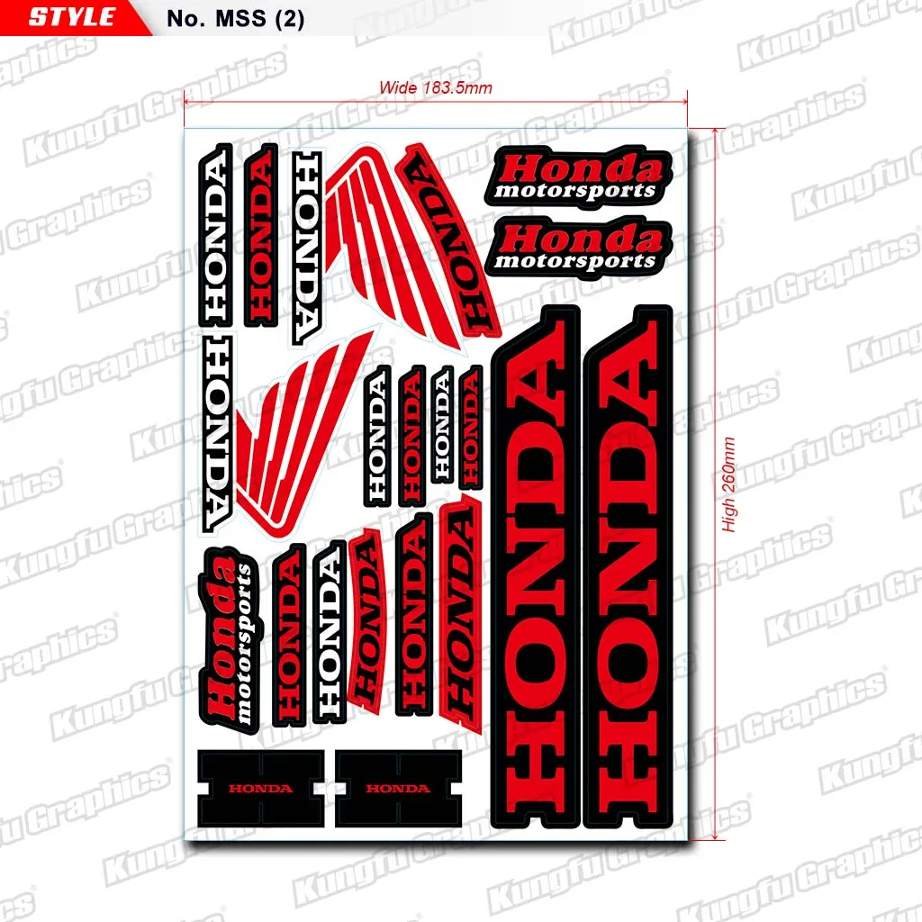 Кунг-фу графика спонсор мотокросса тюнинг мотоцикл наклейки Лист декоративный набор для автомобиля ATV шлем Dirt Bike 18*26 см - Цвет: MSS (2)