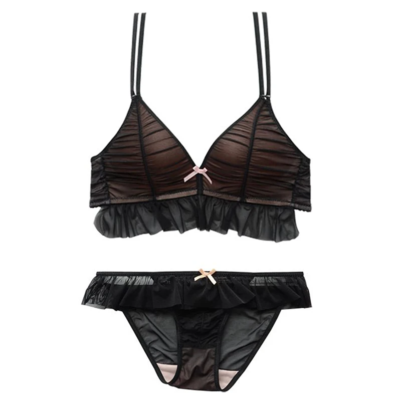 Розовый Bralette трусики нижнее белье удобный пуш ап незаметный бюстгальтер