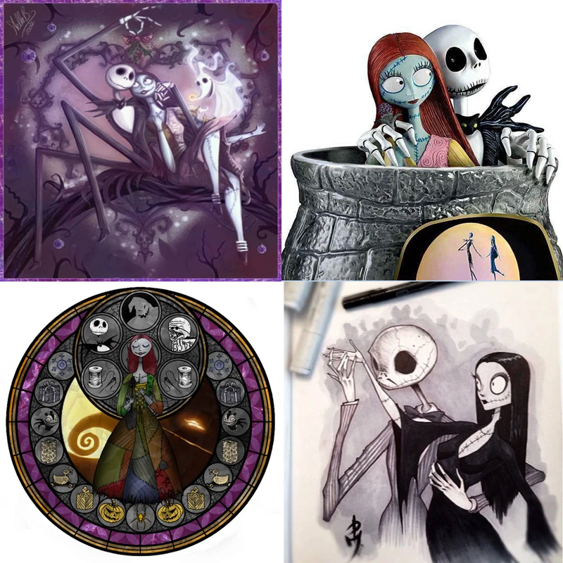 The Nightmare Before Christmas Halloween Full Drill Rhinestones Paint with Diamonds Crystal Diamond Art Jack DIY 5D Diamond Painting by Numbers Kits Jack and Sally