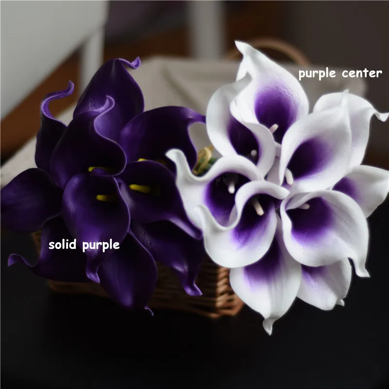 

Purple collection Calla Lilies Real Touch Flowers artificial flowers Silk Wedding Bouquets, Centerpieces, Wedding Decorations
