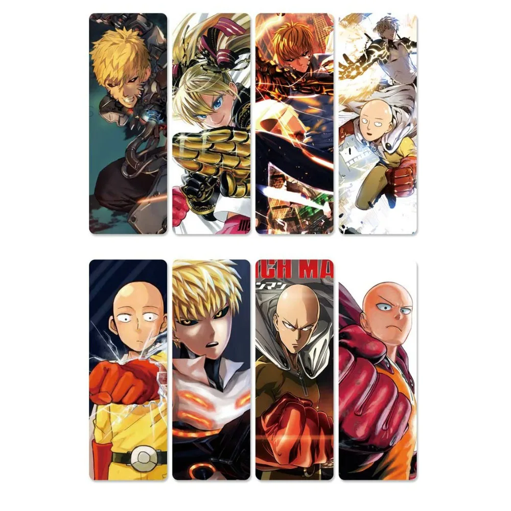 

8pcs ONE PUNCH MAN Anime Bookmarks Waterproof Transparent PVC Plastic Bookmark Beautiful Book Marks Gift