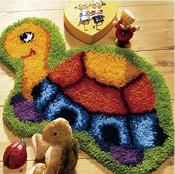 

DIY Needlework Kit Unfinished Crocheting Yarn Rug Embroidery Carpet Handmade Floor Mat,Tortoise Picture