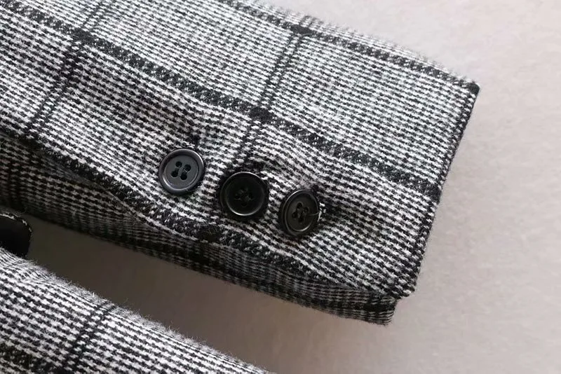 Plaid Slimming version medium long casual suit coat Double Breasted Office Lady women's new blazers and jackets Plaid Slimming version medium long casual suit coat Double Breasted Office Lady women's new blazers and jackets