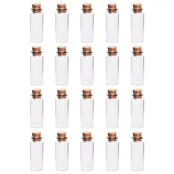 

Hot 20Pcs/set 22*55MM 12ML Glass Bottles Wishing Bottle Empty Sample Storage Jars with Cork Stoppers Dropshipping - Transparent