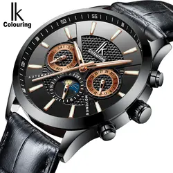 Ikcoloring Роскошные мужские часы светящиеся водонепроницаемые автоматические механические часы мужские многофункциональные часы модные