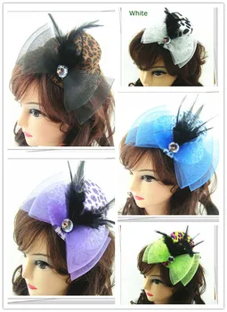 

Free shipping 10 color high quality mini top fascinator hats bridal wedding hair accessoires Great as Children's party hats FS25