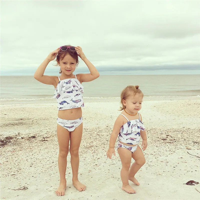 

High quality New Baby Girls Kids Bikini Set Fish Top+ Bottoms Swimsuit Swimwear Bathing Suit
