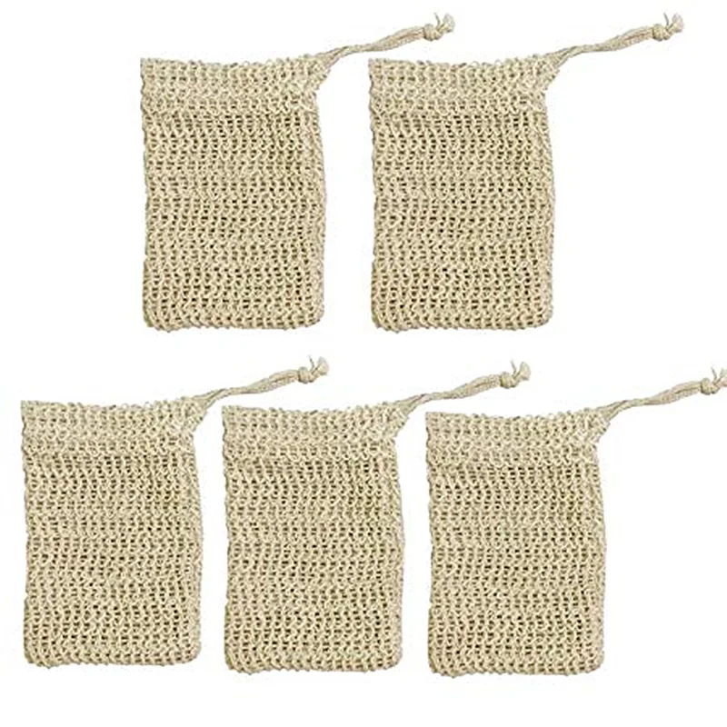 Natural Soap Exfoliating Bag  Zero waste Soap Saver  Drawstring Soap Saver Pouch reusable Mesh Soap Bar Bag (2)_副本