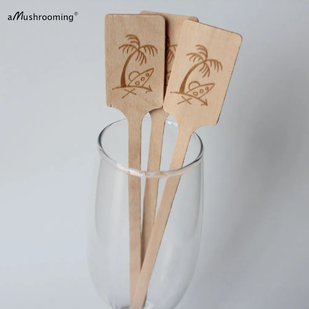 Custom Wooden Drink Stir Sticks, 1000ct Wedding Cocktail Stirrers, Personalized Swizzle Sticks