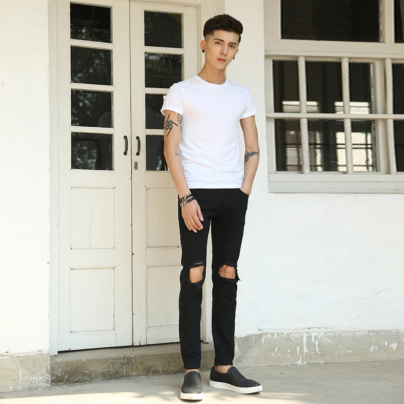 mens black ripped jeans outfit