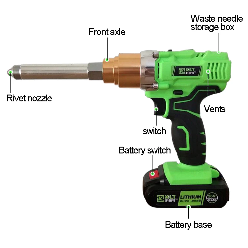 26v portable cordless electric rivet gun rechargeable riveter battery riveting tool pull rivet nut tool + 2batteries 26v portable cordless electric rivet gun rechargeable riveter battery riveting tool pull rivet nut tool + 2batteries