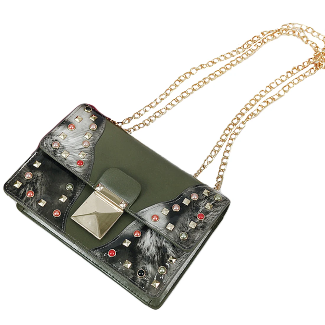 

new Fashion Designer chain bag Women Messenger Bags PU Leather Small Crossbody Shoulder Bags Women Girl Retro Rivet Casual Bag