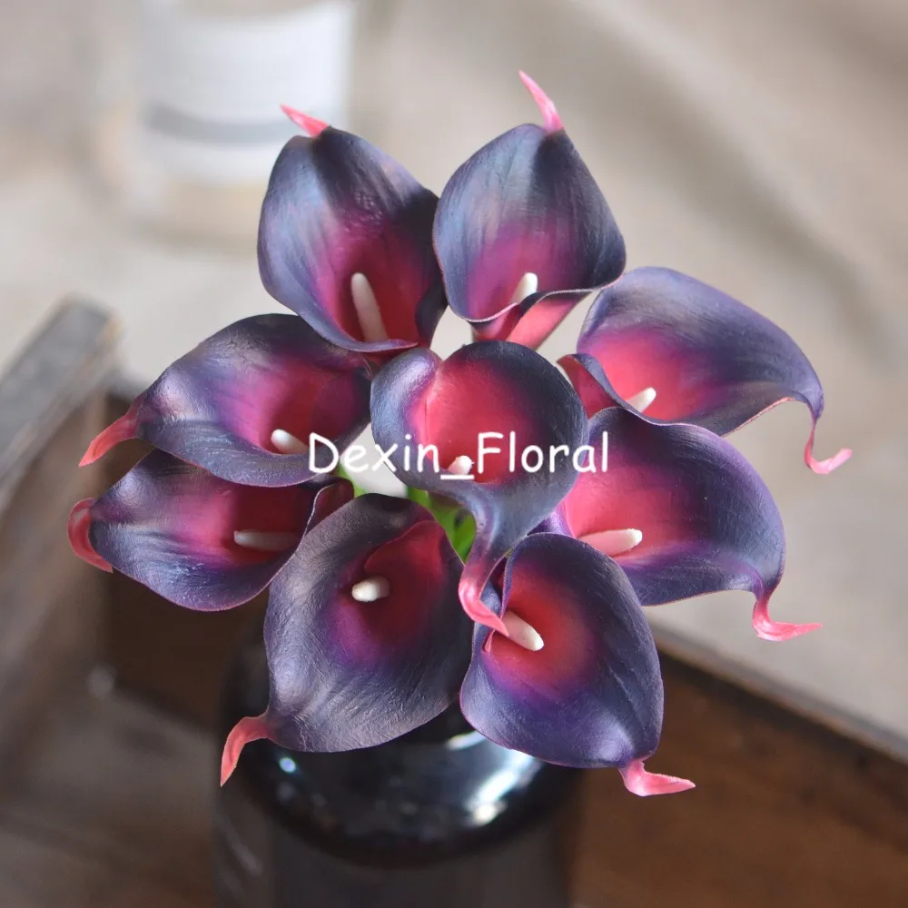 Buy Dark Warm Purple Calla Lilies Real Touch Flowers