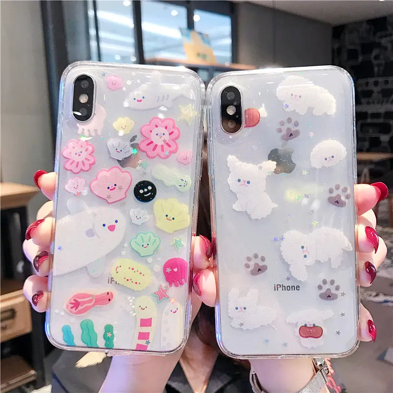 

Colorful Cloud Pattern Epoxy Glitter TPU IMD Soft Rubber Gel Clear Back Cover case for Apple iPhone XR X 6S 7 8 Plus XS Max