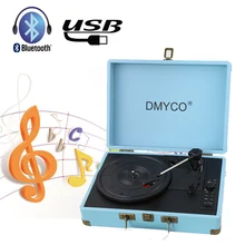 Bluetooth Music Turntable Record Player Retro Case RCA Built-in 3 Speed stereo speaker USB Audio Portable Suitcase Record Player