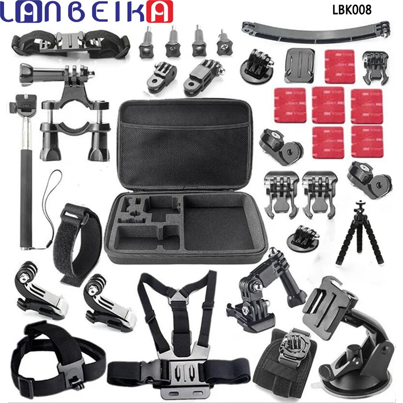 New  LANBEIKE For GoPro Accessories Kits Bag Head Chest Strap Tripod Monopod For Gopro Hero 7 6 5 5s 4 4 