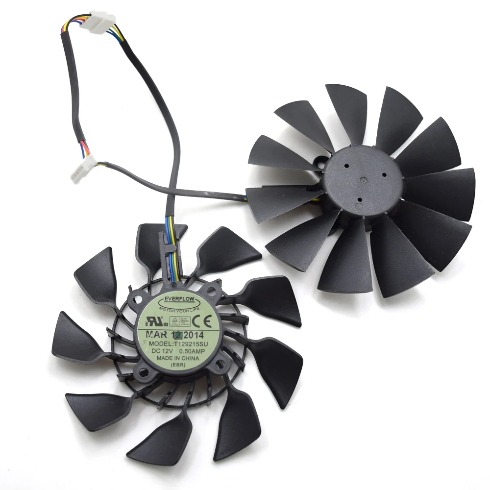 Вентилятор Охлаждения видеокарты Everflow T129215SU 2 шт./лот 95 мм постоянный ток 12 В 0 5 А EBR
