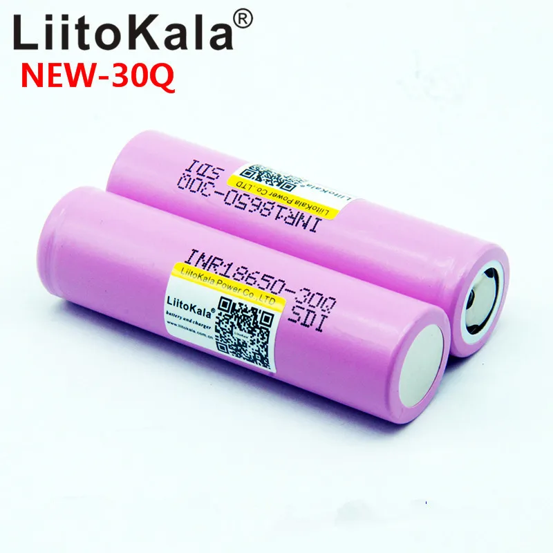 Litokala 18650 3000 мАч батарея INR18650 30Q 20A разрядка перезаряжаемая литий-ионная - Цвет: 2PCS