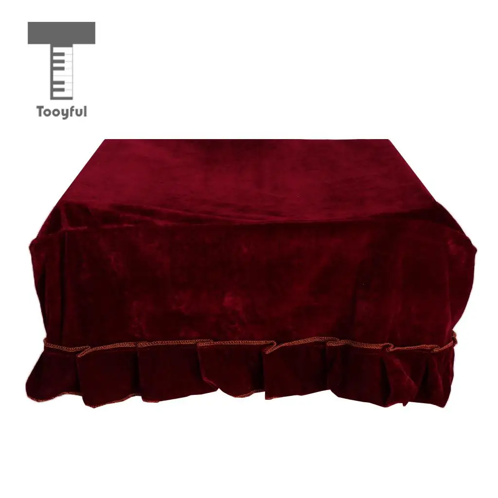 Tooyful Pleuche Piano Stool Chair Cover for Piano Single Seat Bench Claret