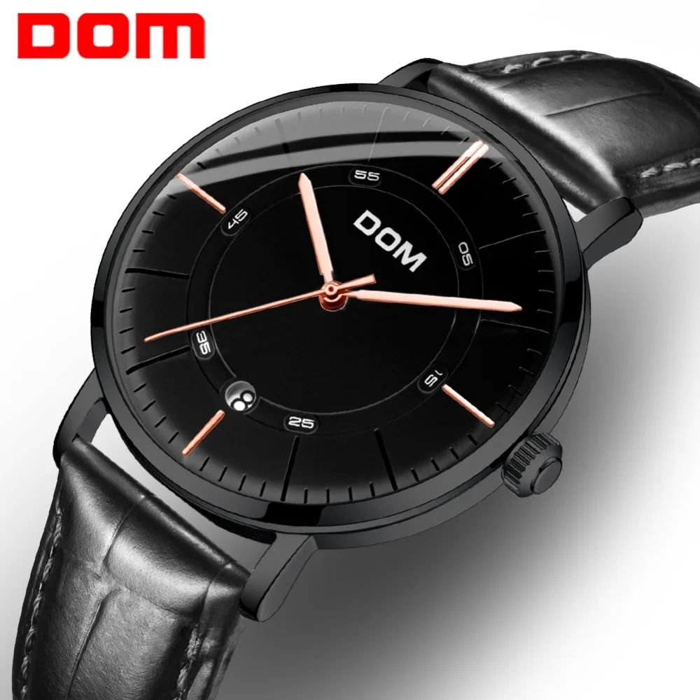 

DOM Top Luxury Brand Watch Men Automatic Self-wind Genuine Leather 30M Waterproof Business Men Wrist Watch Reloj Hombre M-8106