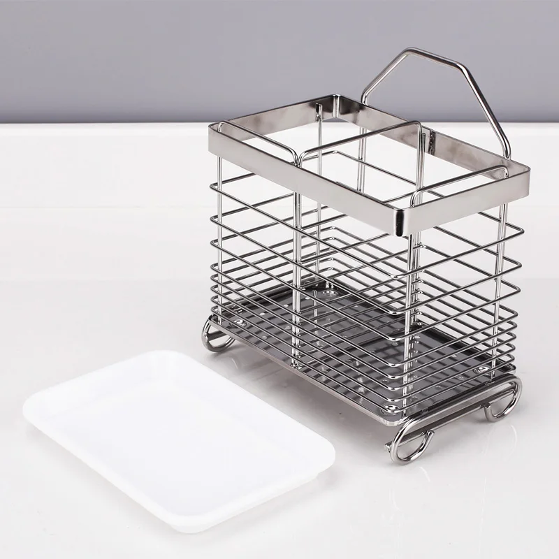 Multi-function Stainless steel hanging chopstick cage spoon holder fork rack reinforced kitchen supply shelves cutlery organizer