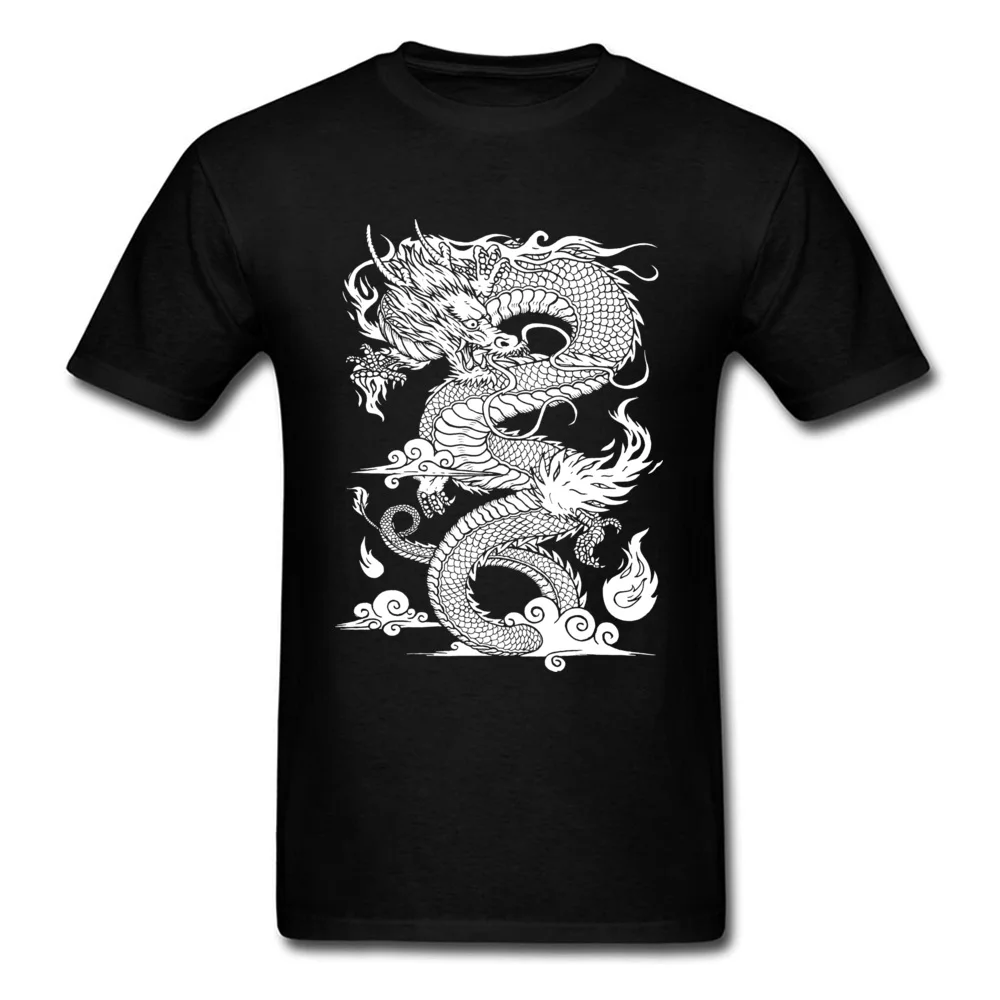 Chinese Dragon Illustration Clean Version Hot Sale Crazy T-Shirt All Cotton Round Collar Men Tops Shirt Tee-Shirts Summer/Fall Chinese Dragon Illustration Clean Version black