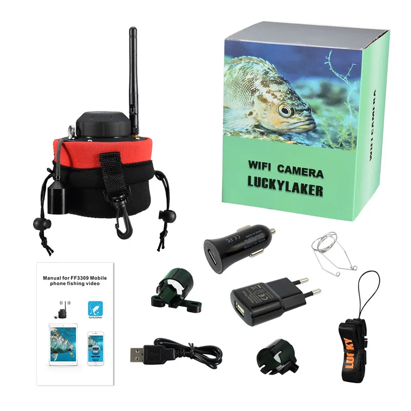 US $113.60 Russian menuLUCKY Portable fishing finder WIFI Underwater Camera FF3309 80m wireless operating range Winter Sea Fishing Tackle