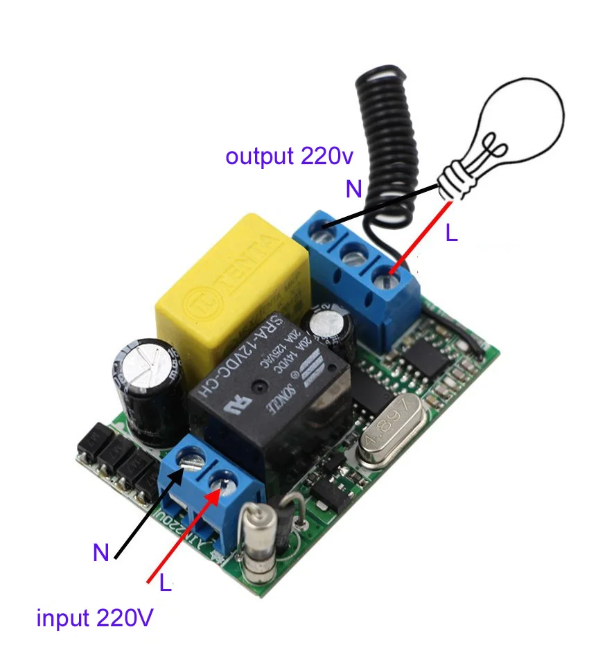 Переменный ток 220 В 1CH 10A реле беспроводной пульт дистанционного управления светильник переключатель радио светильник Дистанционное включение/выключение беспроводной приемник передатчик